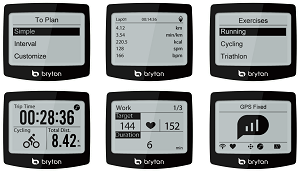 Quelques exemples d'affichage pour cette montre GPS Bryton. © Bryton 