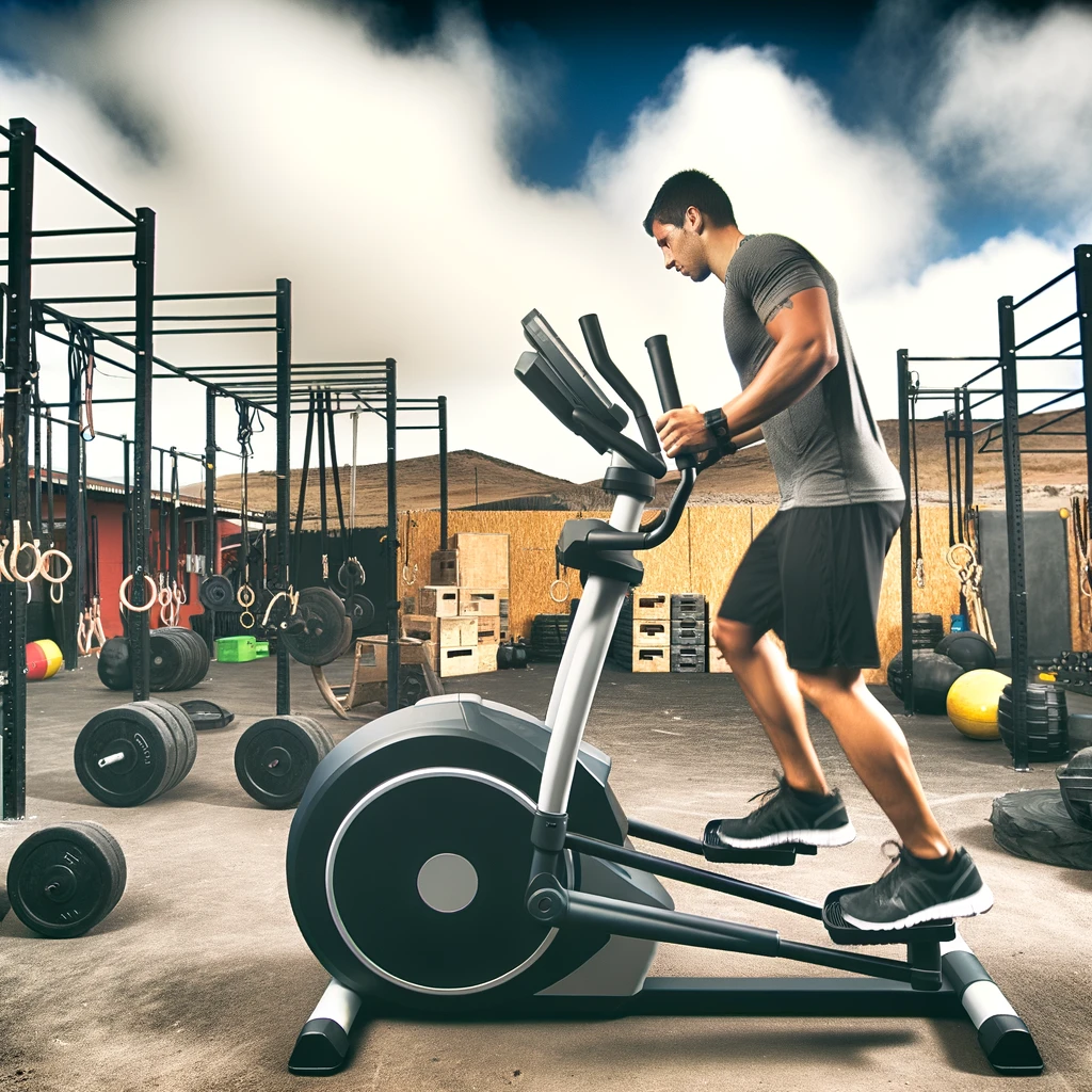 Mouvement des muscles sur un appareil comme un velo elliptique, abdominaux, fessiers et coaching sport