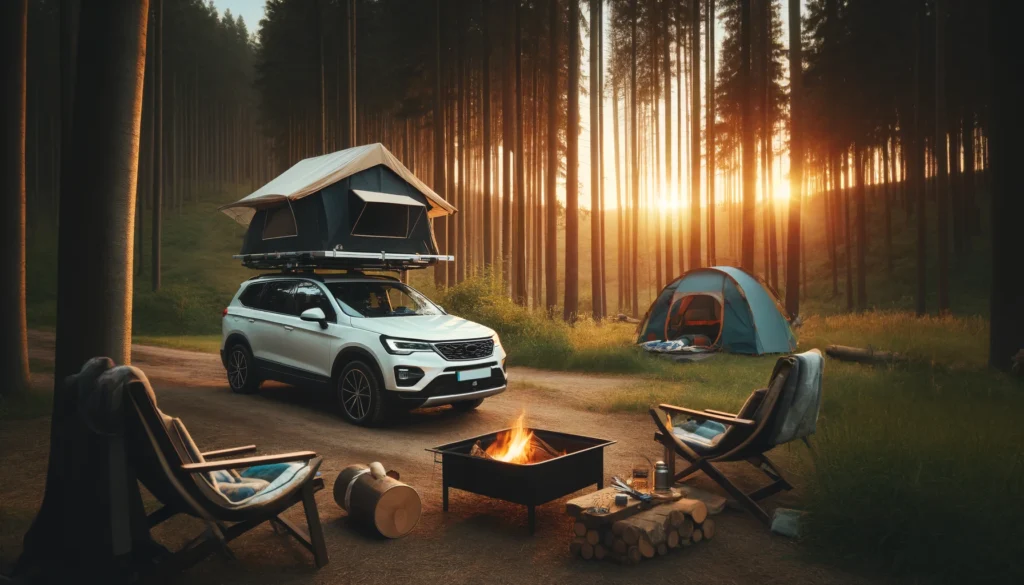 Véhicule ou pick up ou camping car avec guide de barres de toit