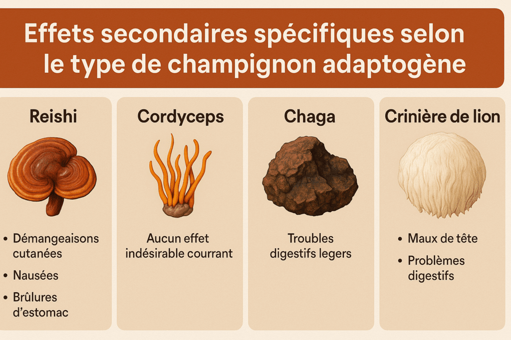 4 champignons adaptogènes effets secondaires