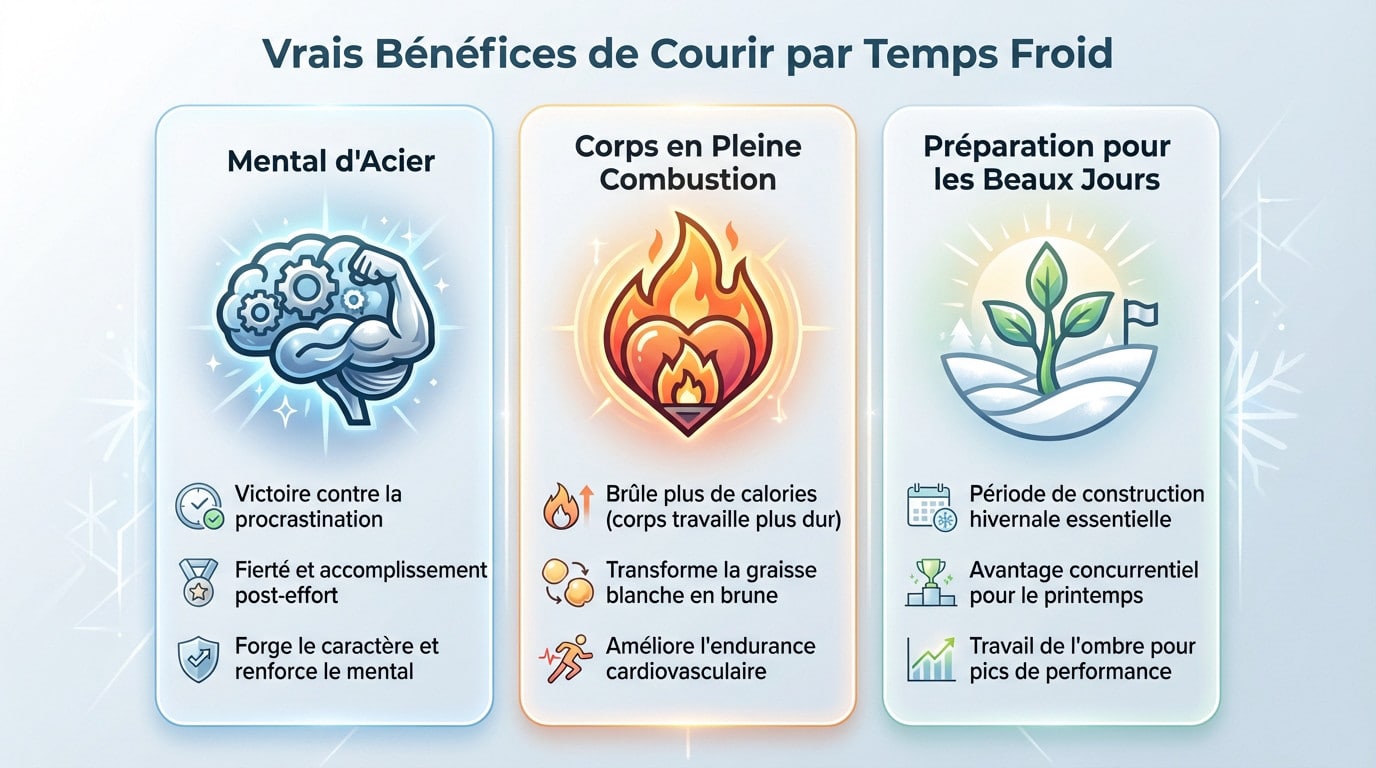 Coureur s'entraînant en hiver pour renforcer son mental et son physique