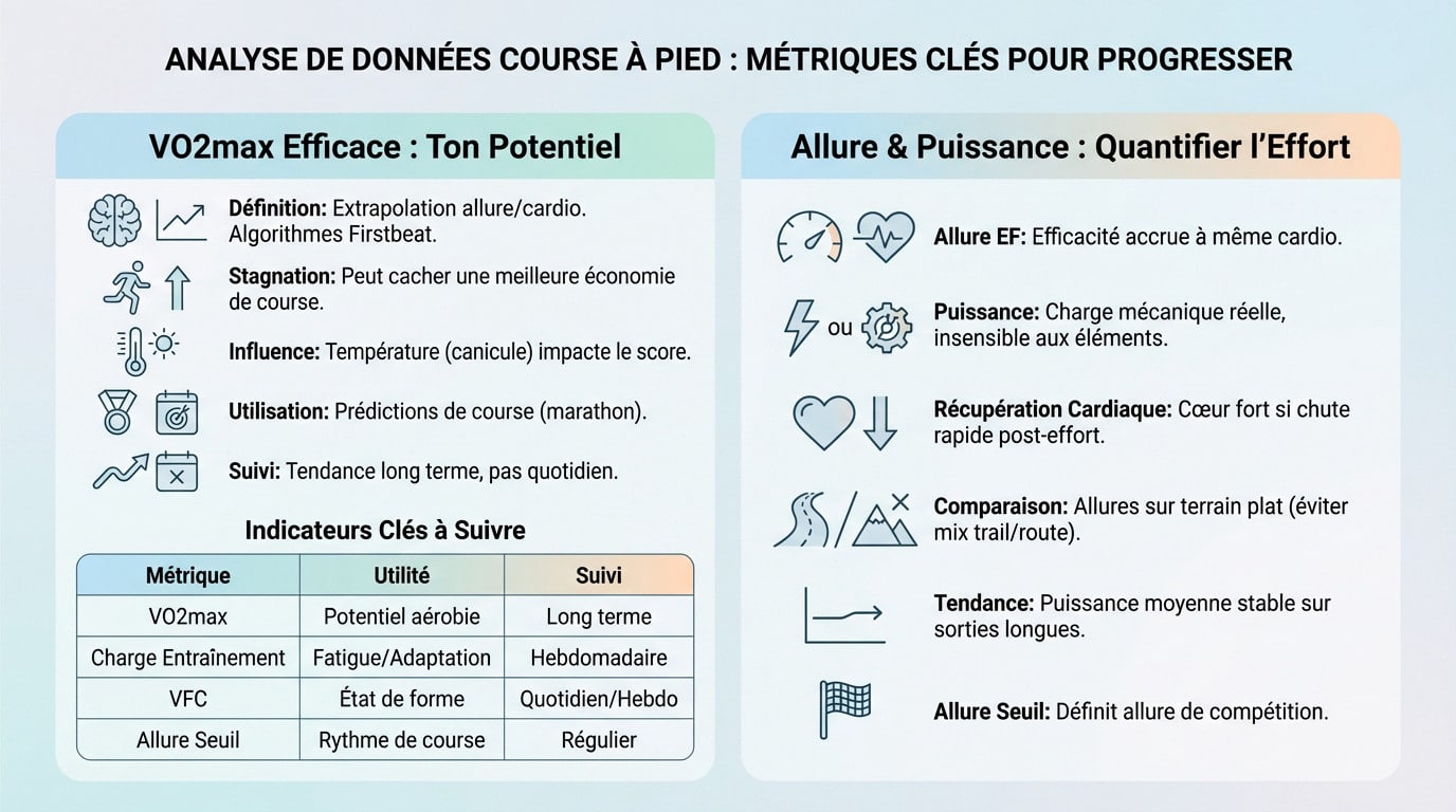 Montre connectée affichant des métriques de running pour l'analyse de performance