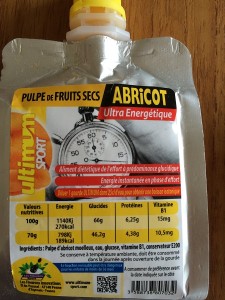 Produit Ultimum : Vous pouvez voir ici l'analyse nutritionnelle pour la gourde à l'abricot.